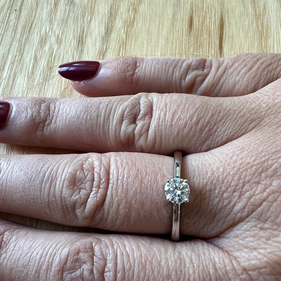 Moissanite Solitaire Ring – 0.42 CT, VVS1 D Color – 925 Silver – Size 8 - Picture 1 of 6